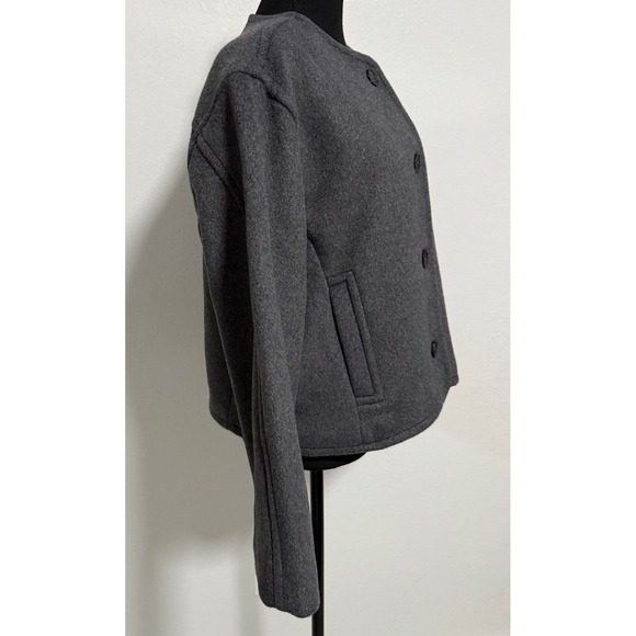 Abercrombie Fitch Women's Gray Herringbone Button Front Collarless Jacket Medium - Picture 3 of 6